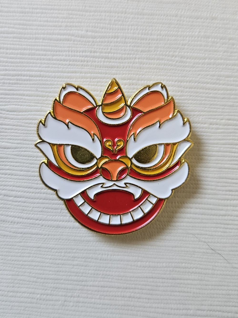 Lion Mask Enamel Pin - 4 For $20 - Red & Orange
